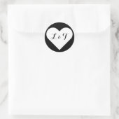 Chic Monogram Heart Black & White Stickers (Tasche)