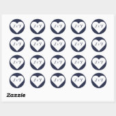 Chic Monogram Heart Navy Stickers (Blatt)