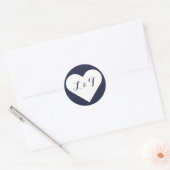 Chic Monogram Heart Navy Stickers (Umschlag)