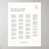 Chic Monogram Hochzeitsalphabet Sitzordnung Poster (Vorne)