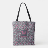 Chic Monogram Hot Pink Grey Leopard Print Pattern Tasche (Rückseite)