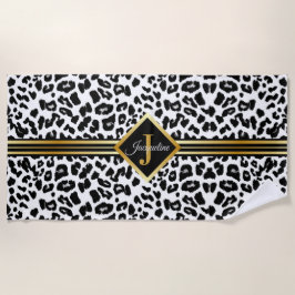 Chic Monogram Imitate Gold auf Tierdruck Strandtuch