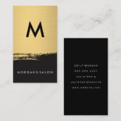 Chic Monogram Imitats Metallic Gold gebürstet Schw Visitenkarte (Vorne/Hinten)