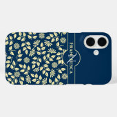 Chic Monogram Individuelle Name Blätter Daisies Bl Case-Mate iPhone Hülle (Rückseite (Horizontal))
