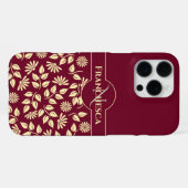 Chic Monogram Individuelle Name Blätter Daisies Bu iPhone Hülle (Rückseite (Horizontal))