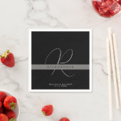 Chic Monogram Initial Name Charcoal Gray Black Serviette (Beispiel)