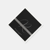 Chic Monogram Initial Name Charcoal Gray Black Serviette (Ecke)