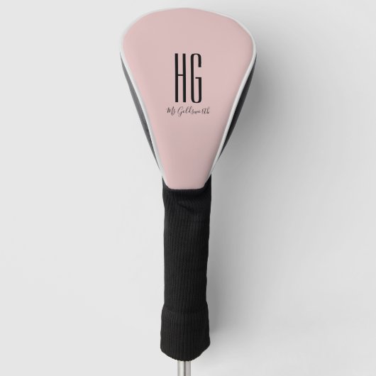 Chic Monogram Initial Name Dusty Blush Pink Golf Headcover (Vorderseite)