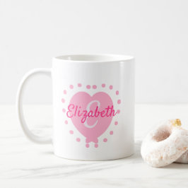 Chic Monogram Initial und Name Pink Heart Kaffeetasse