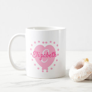Chic Monogram Initial und Name Pink Heart Kaffeetasse