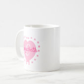 Chic Monogram Initial und Name Pink Heart Kaffeetasse (Vorderseite Links)