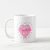 Chic Monogram Initial und Name Pink Heart Kaffeetasse (Links)