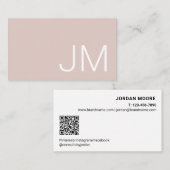 Chic Monogram Initials Professional Pink QR Visitenkarte (Vorne/Hinten)