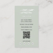 Chic Monogram Initials Professional Sage Green Visitenkarte (Rückseite)