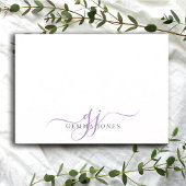 Chic Monogram Lavender Script Initials Mitteilungskarte