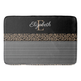 Chic Monogram Leopard Print Badematte