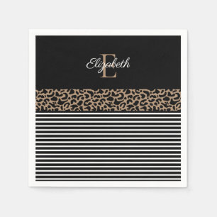 Chic Monogram Leopard Print Serviette