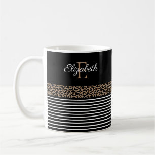 Chic Monogram Leopard Print Tasse
