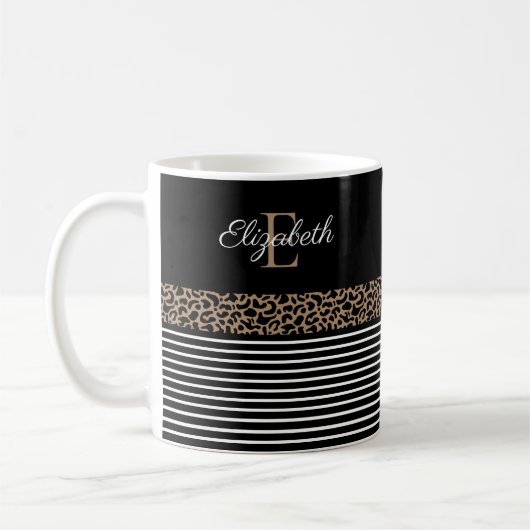 Chic Monogram Leopard Print Tasse (Links)