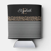 Chic Monogram Leopard Print Tasse Dosenkühler (Rückseite)