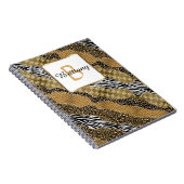 Chic Monogram Leopard Safari Gold Glitzer Notizblock (Rechte Seite)