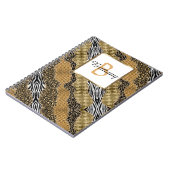 Chic Monogram Leopard Safari Gold Glitzer Notizblock (Linke Seite)