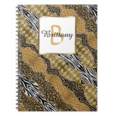 Chic Monogram Leopard Safari Gold Glitzer Notizblock (Vorderseite)