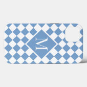 Chic Monogram Light Blue White Checkered Pattern Case-Mate iPhone Hülle (Rückseite (Horizontal))