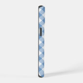 Chic Monogram Light Blue White Gingham Karo iPhone 15 Hülle (Rechte Seite)