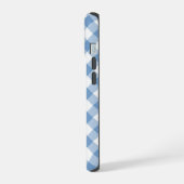 Chic Monogram Light Blue White Gingham Karo iPhone 15 Hülle (Linke Seite)