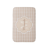 Chic Monogram Light Brown Hahnentrittmuster mit Na Badematte (Vorderseite Vertikal)