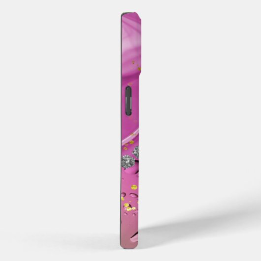 Chic Monogram M Silver Glam Magenta Regenfälle Dro Case-Mate iPhone Hülle (Rückseite / Rechts)