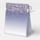 Chic Monogram Marble Blue Glitzer Tropfen Geschenkschachtel (Rückseite)