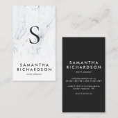 Chic Monogram Marble Visitenkarte (Vorne/Hinten)