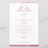 Chic Monogram Mauve Pink Watercolor Wedelmenü (Vorderseite)