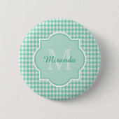 Chic Monogram Minze Green Hahnentrittmuster mit Na Button (Vorderseite)