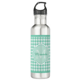 Chic Monogram Minze Green Hahnentrittmuster mit Na Trinkflasche