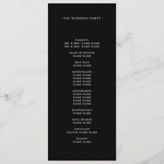Chic Monogram Modern Black & White Wedding Programm (Rückseite)