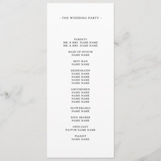 Chic Monogram Modern Initials White Wedding Programm (Rückseite)