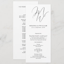 Chic Monogram Modern Initials White Wedding Programm