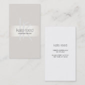 Chic Monogram Moderne Beige IMITATE Silberstreifen Visitenkarte (Vorne/Hinten)