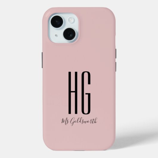 Chic Monogram Name Dusty Blush Pink Case-Mate iPhone Hülle (Rückseite)