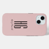 Chic Monogram Name Dusty Blush Pink Case-Mate iPhone Hülle (Rückseite (Horizontal))