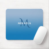 Chic Monogram Name on Sky Blue Gradient Mousepad (Mit Mouse)