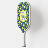 Chic Monogram Name Rustikal Citrus Lemmonen Blaues Pickleball Schläger (Links)