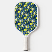 Chic Monogram Name Rustikal Citrus Lemmonen Blaues Pickleball Schläger (Rückseite)