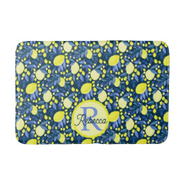 Chic Monogram Name Rustikale Zitrusfrüchte Lemonen Badematte