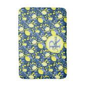 Chic Monogram Name Rustikale Zitrusfrüchte Lemonen Badematte (Vorderseite Vertikal)