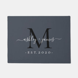 Chic Monogram Names Year etabliert dunkelblau Fußmatte