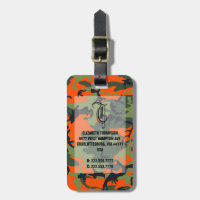 Chic Monogram Orange Camoflage Gepäckmarke